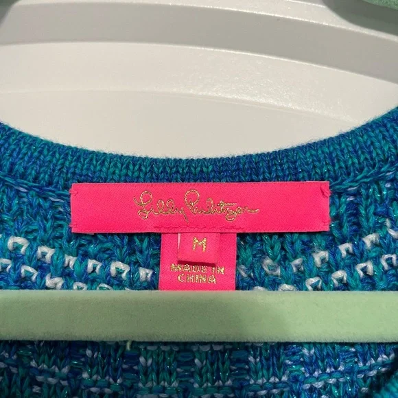 Lilly Pulitzer Beckington Sweater Dress in Blue Grotto Metallic Tweed M - Picture 4 of 4